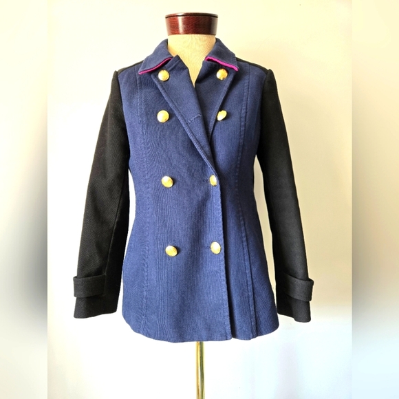 BANANA REPUBLIC Blue and Black Double-Breasted Peacoat /Blazer. Size M - Picture 1 of 16